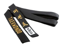 Taekwondo Gürtel Schwarz, 4 Cm Mit Bestickung